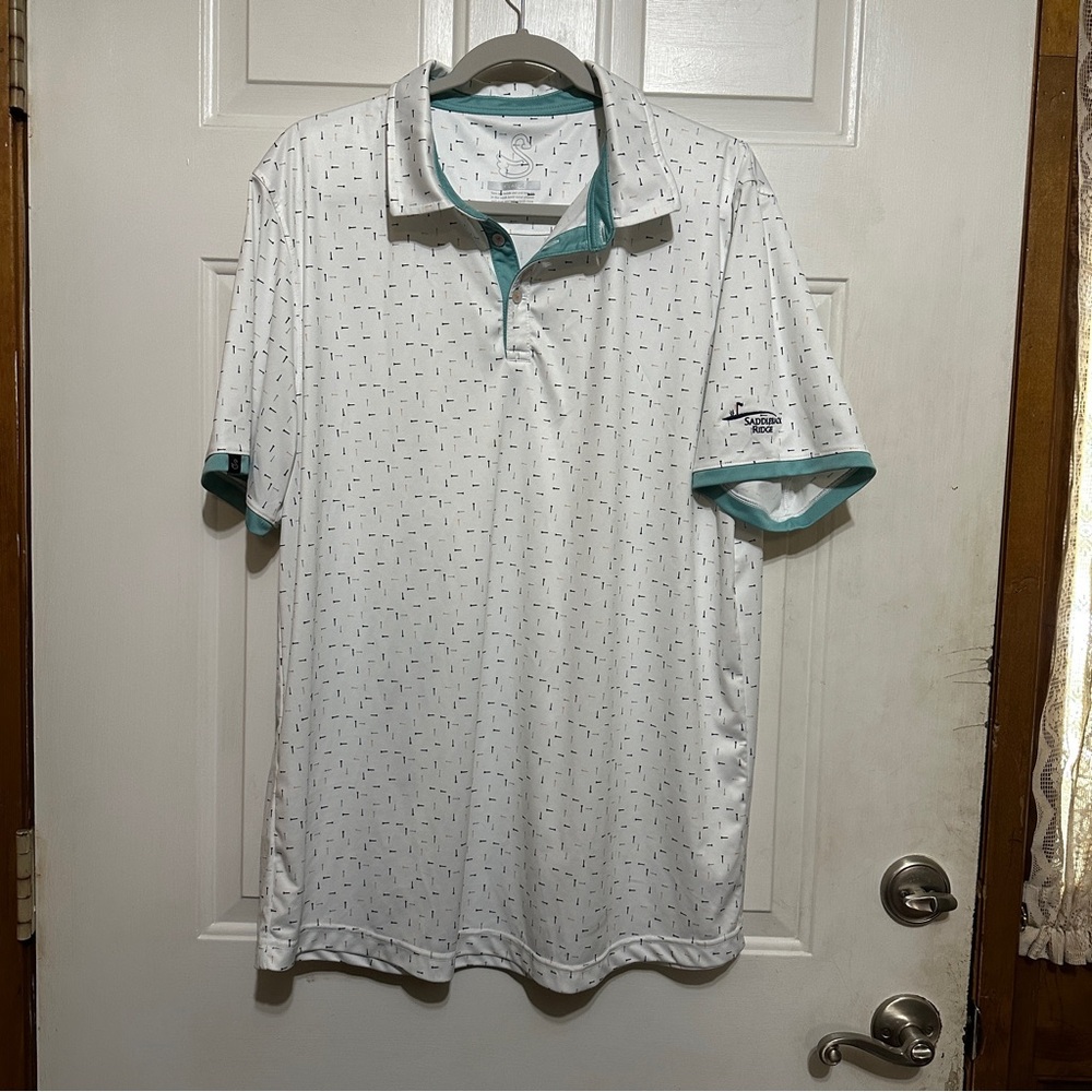 Swannies Polo Shirt Men's X-Large‎ White Performance Golf Tee All Over Print